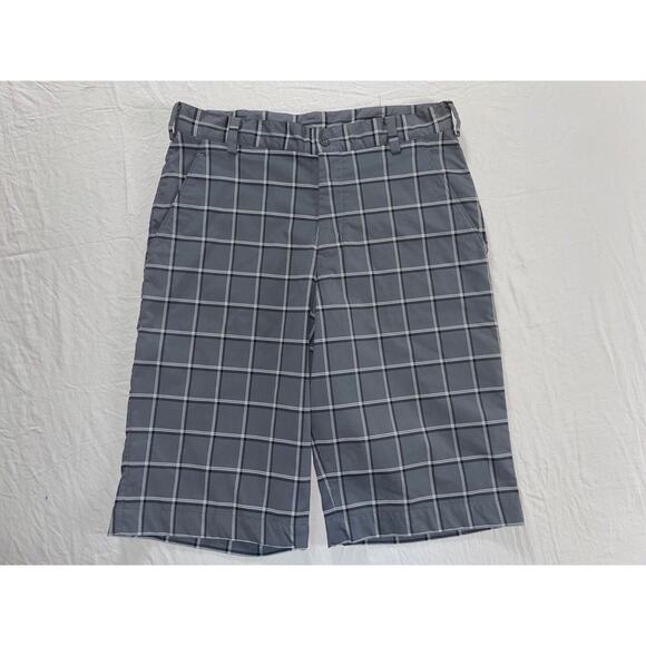 Nike Flat Front Microfiber Golf Long Shorts. Gray Plaid, Men's Size 30. EUC!! - Picture 1 of 5